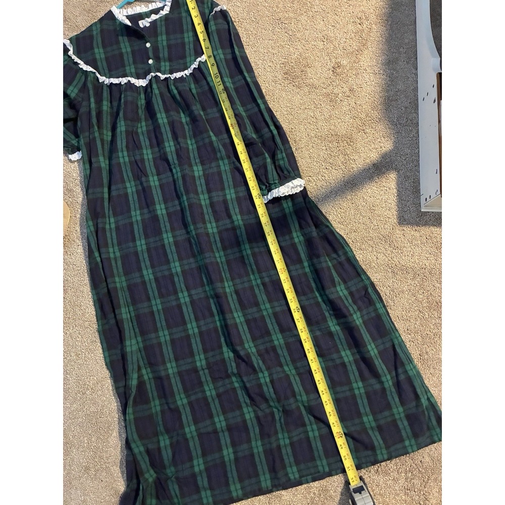 Belle Pointe Black Watch Plaid Cotton Flannel Midi Nightgown Womens M Grannycore - Picture 5 of 6